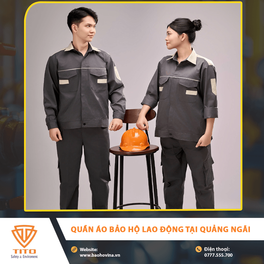 Nhân viên mặc quần áo bảo hộ lao động tại Quảng Ngãi